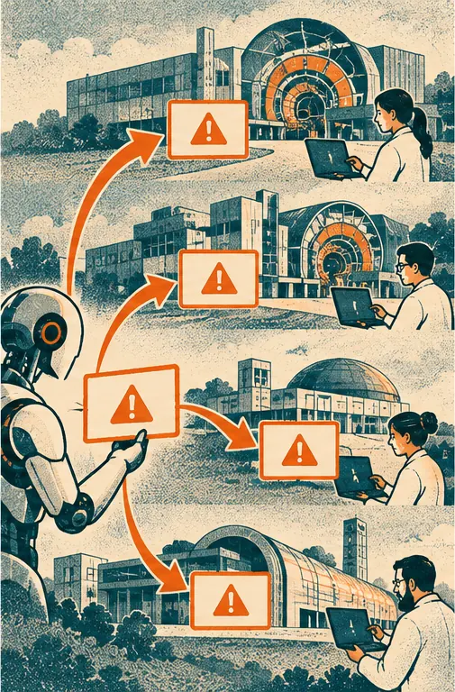 Plain warning notices being delivered to several particle-accelerator research labs.