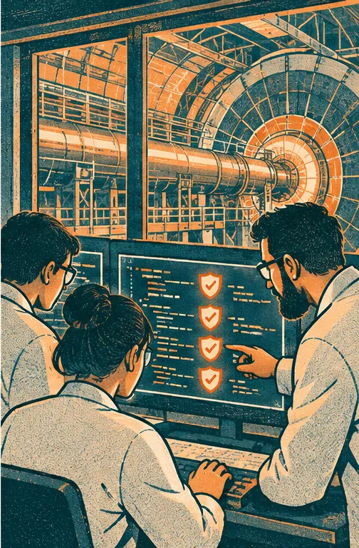 Engineers installing a software update that seals the four cracks.