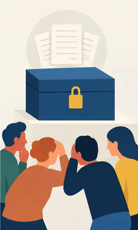 Outsiders peering at the locked box, unable to see how the questions inside were chosen.